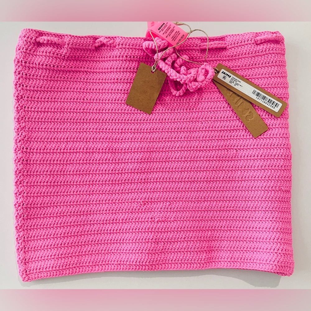 SKIMS Pink Crochet Swim Coverup